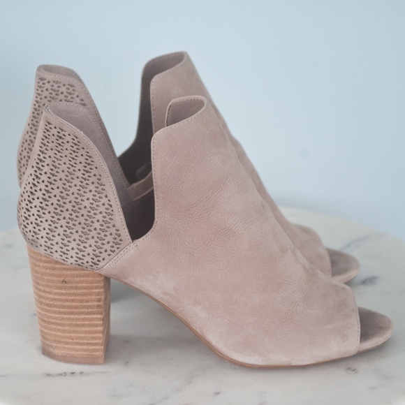 Antonio Melani Tan Suede Leather Laser Cut Ankle Booties - Picture 2 of 11